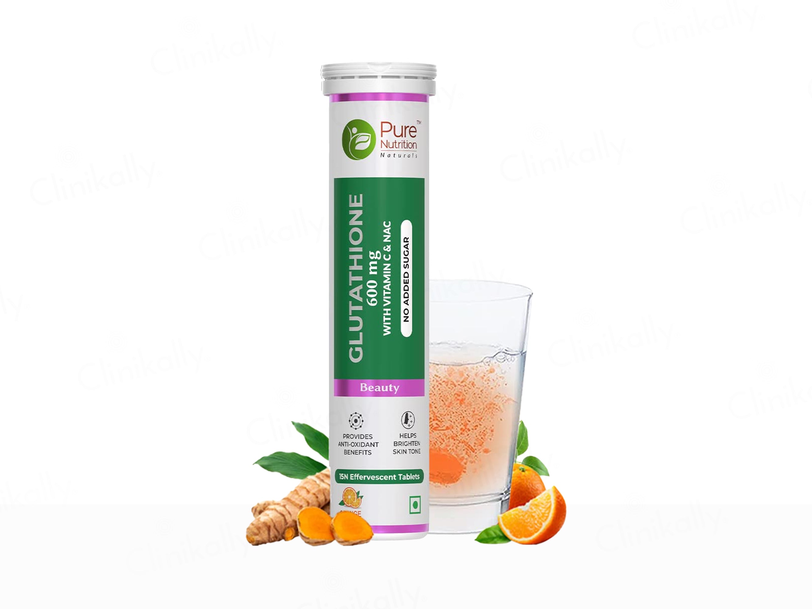 Buy Pure Nutrition Glutathione 600mg With Vitamin C & NAC Effervescent Tablet - Orange Flavour Online at Best Price