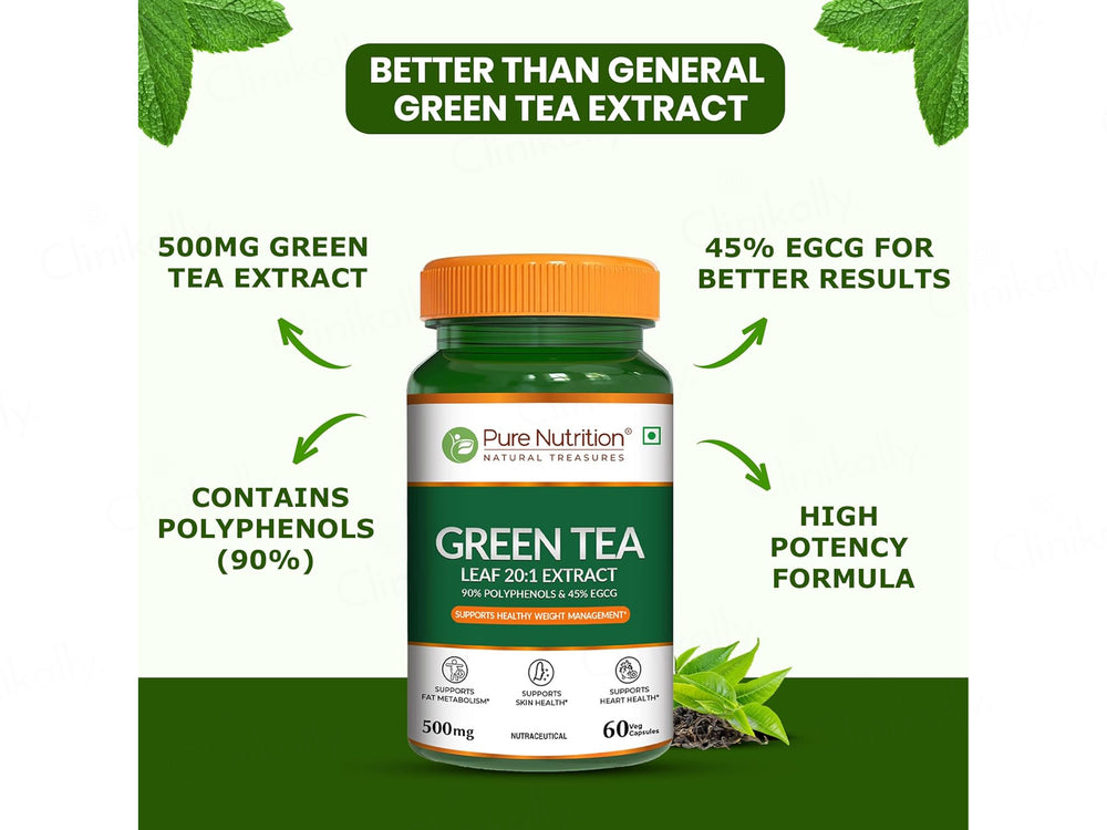 Pure Nutrition Green Tea Leaf Extract 500mg Veg Capsule