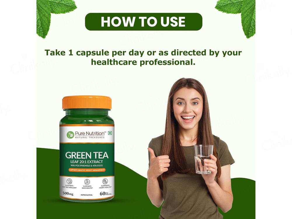 Pure Nutrition Green Tea Leaf Extract 500mg Veg Capsule