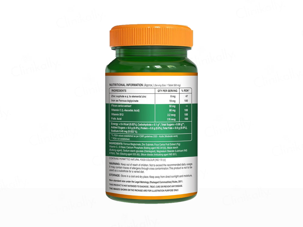 Pure Nutrition Iron With Folic Acid, Vitamin C & Zinc Veg Tablet