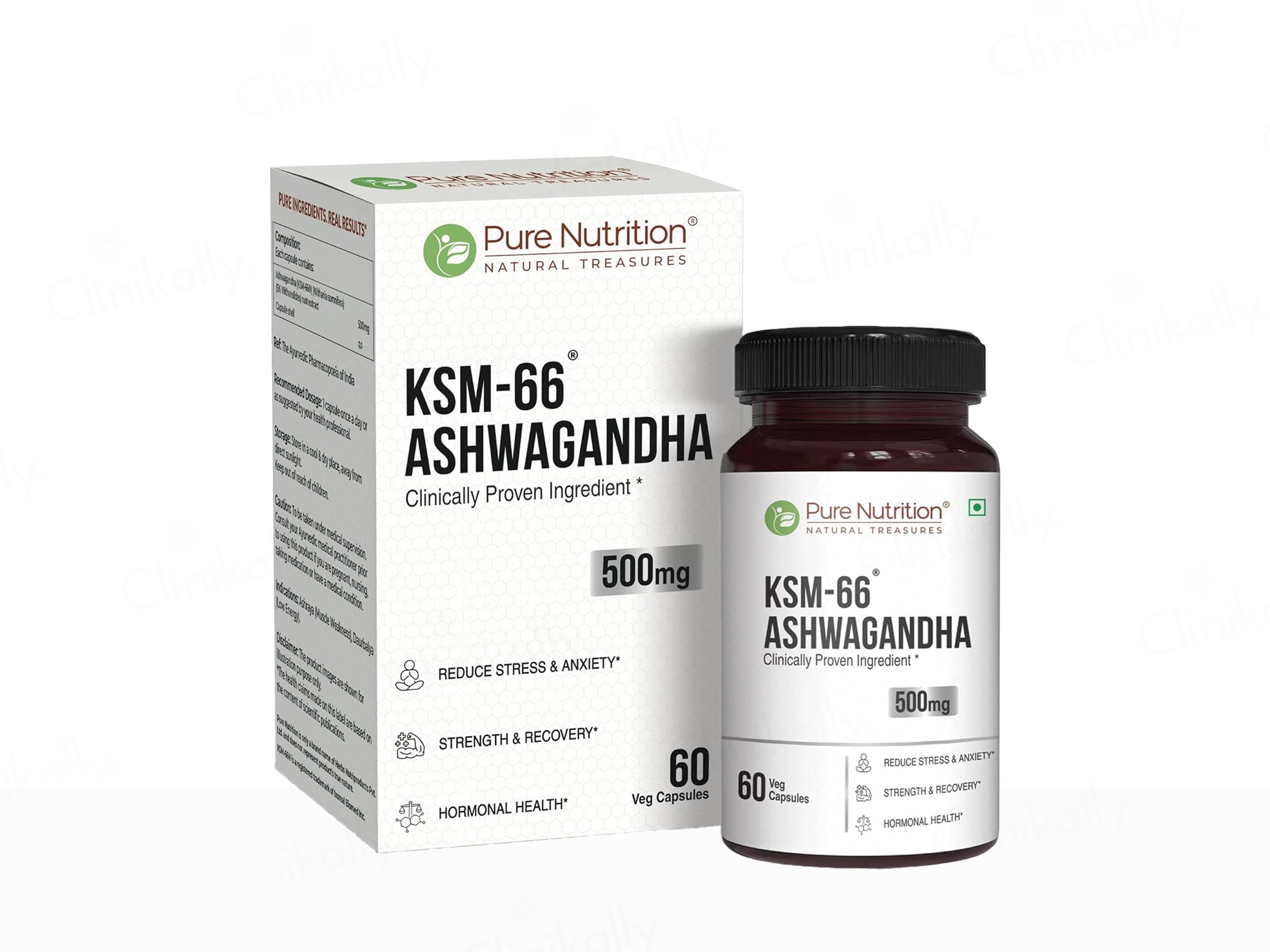 Pure Nutrition KSM-66 Ashwagandha 500mg Veg Capsule