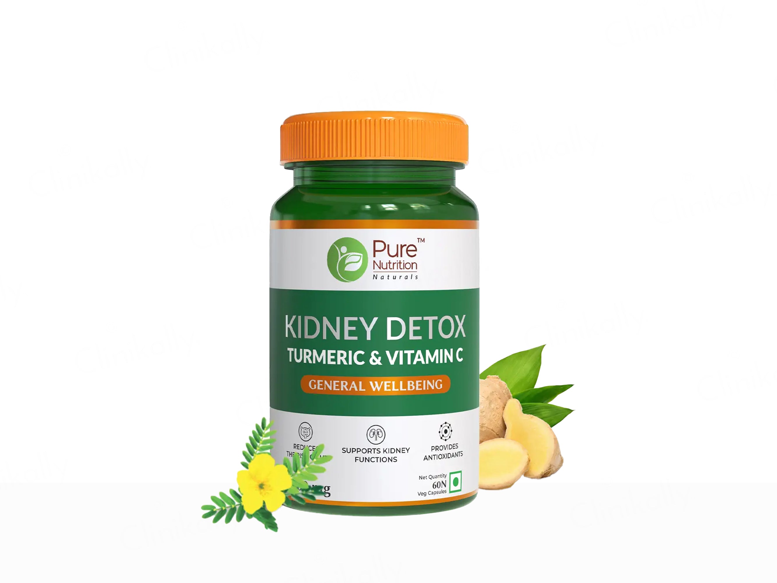 Pure Nutrition Kidney Detox Turmeric & Vitamin C Veg Capsule