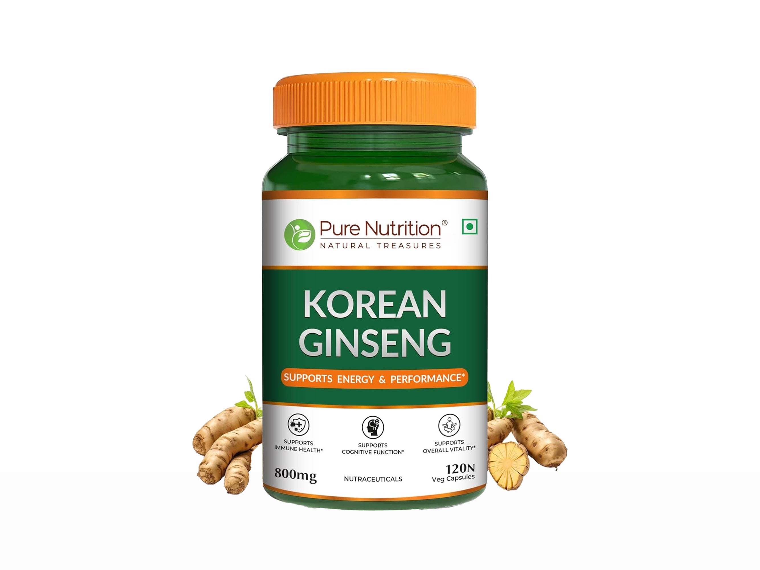 Pure Nutrition Korean Ginseng 800mg Veg Capsule