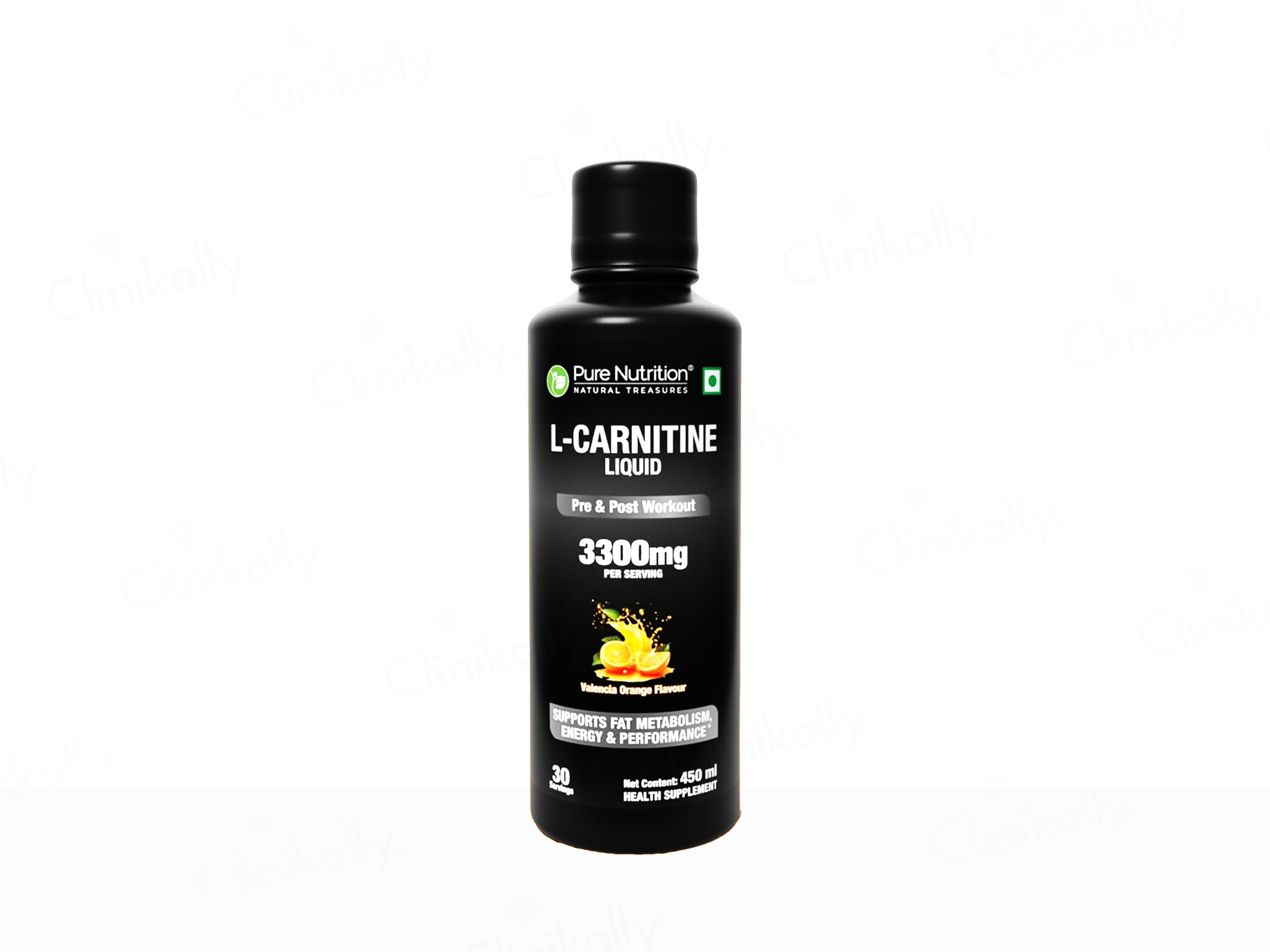 Pure Nutrition L-Carnitine 3300mg Pre & Post Workout Liquid - Valencia Orange Flavour