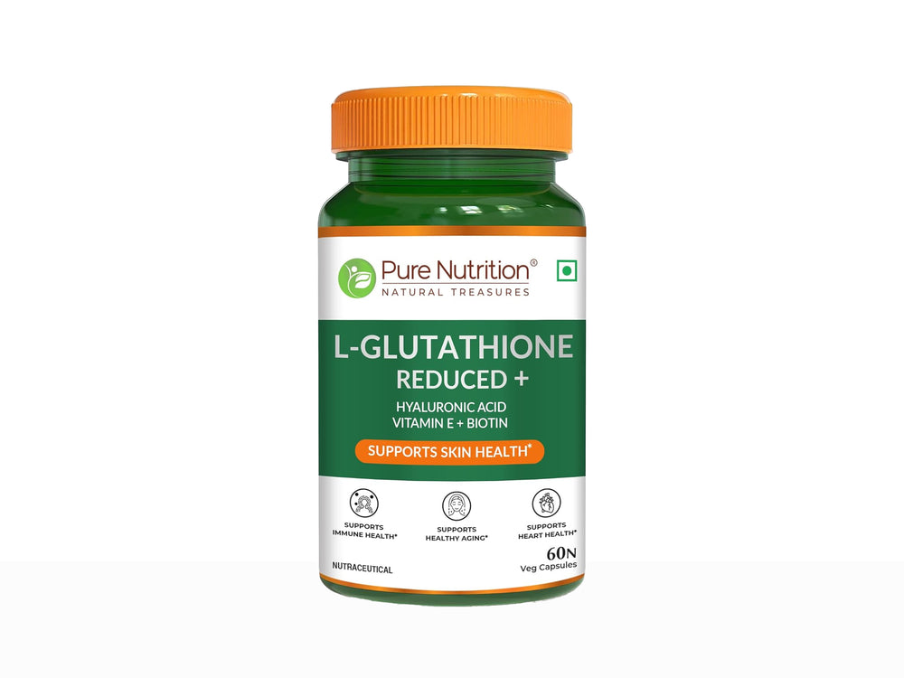 Pure Nutrition L-Glutathione Reduced+ with Hyaluronic Acid, Vitamin E, Biotin Veg Capsule
