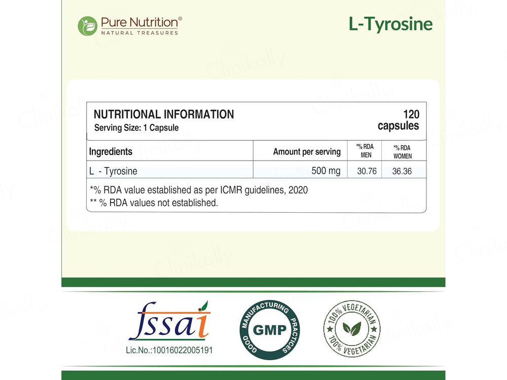 Pure Nutrition L-Tyrosine 500mg Veg Capsule