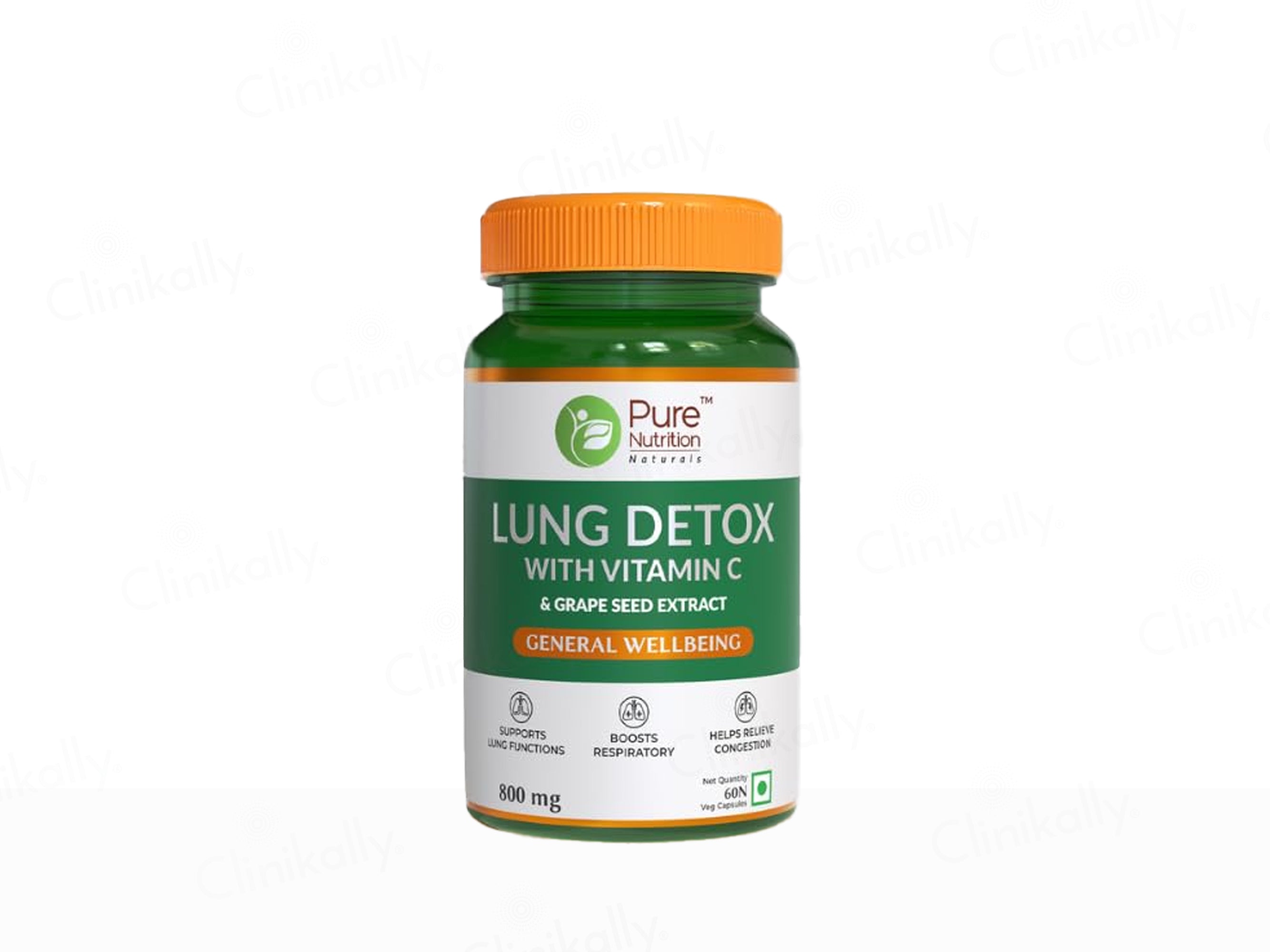 Pure Nutrition Lung Detox With Vitamin C & Grape Seed Extract Veg Capsule