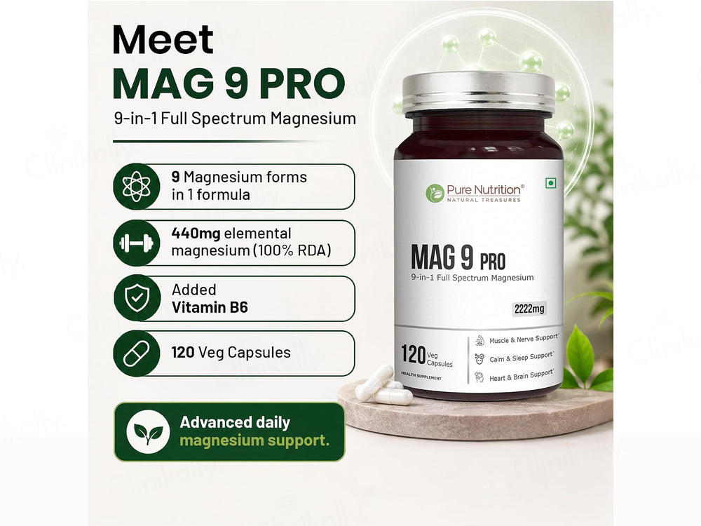 Pure Nutrition Mag 9 Pro Magnesium 2222mg Veg Capsule