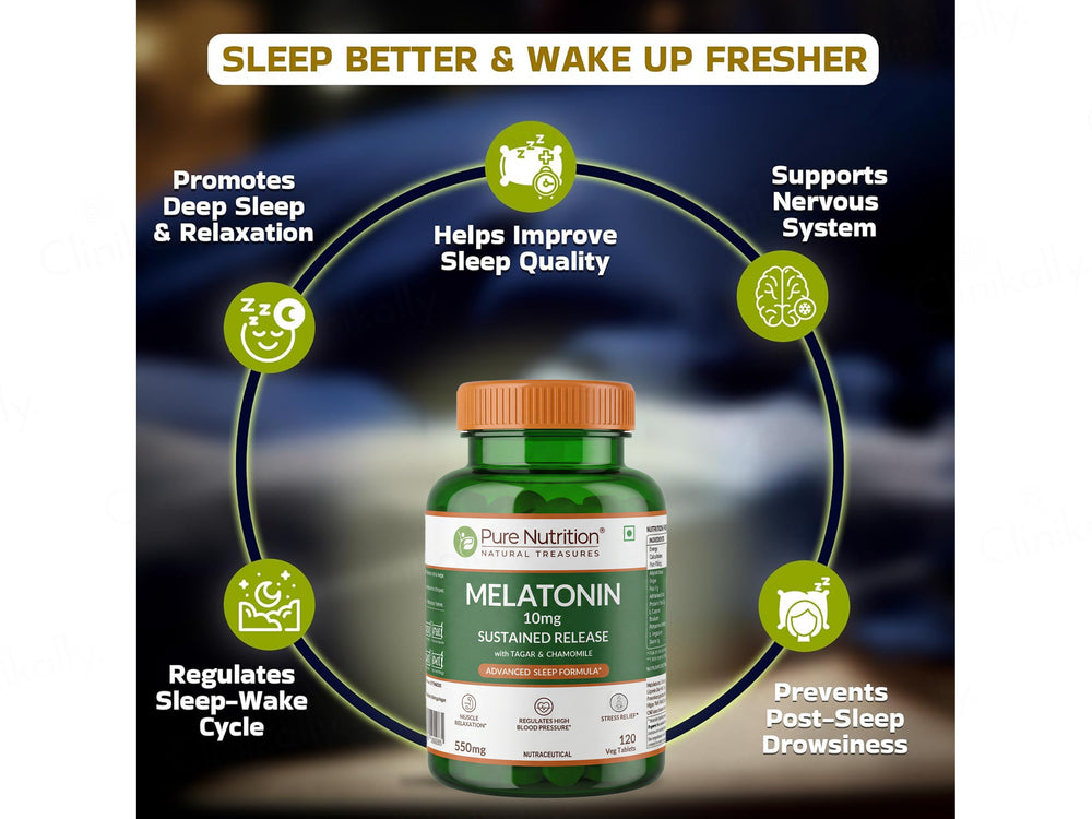 Pure Nutrition Melatonin 10mg + Tagar 250mg & Chamomile Sleep Tablet