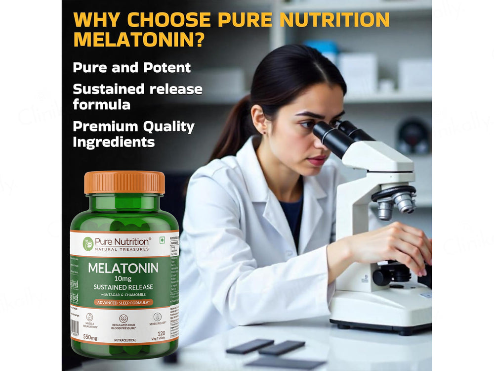 Pure Nutrition Melatonin 10mg + Tagar 250mg & Chamomile Sleep Tablet