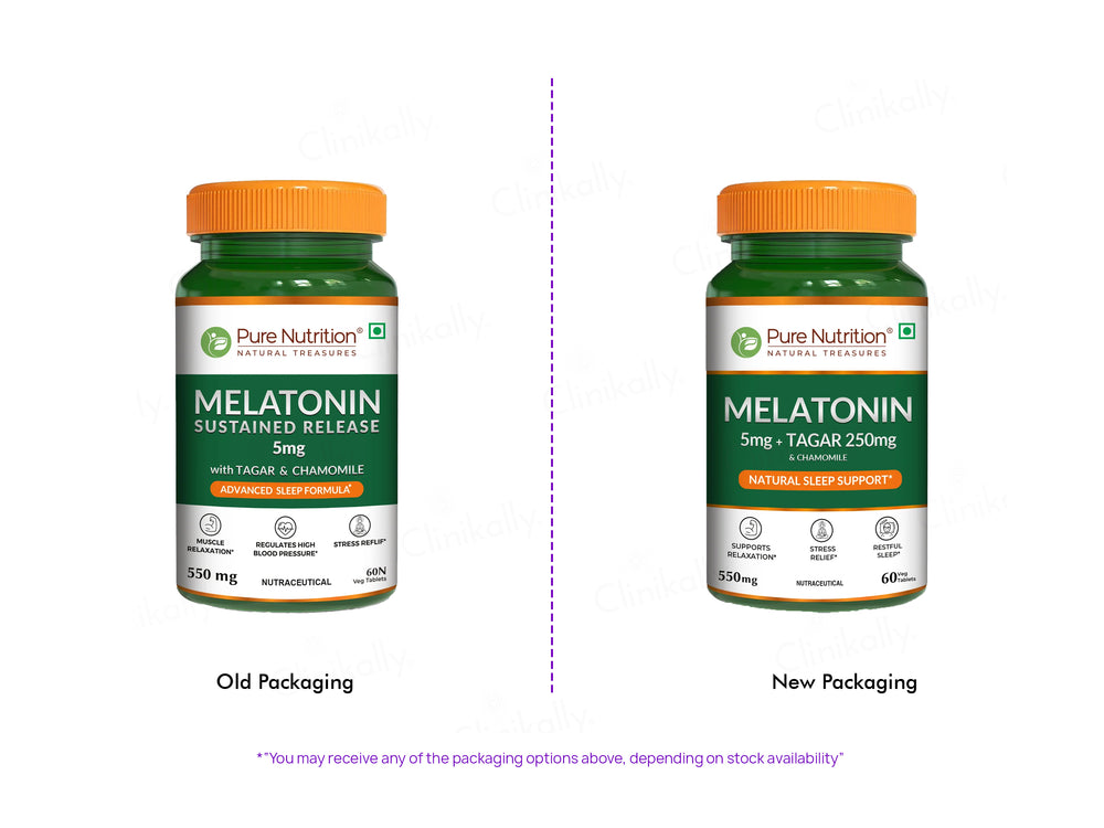 Pure Nutrition Melatonin 5mg + Tagar 250mg & Chamomile Sleep Tablet