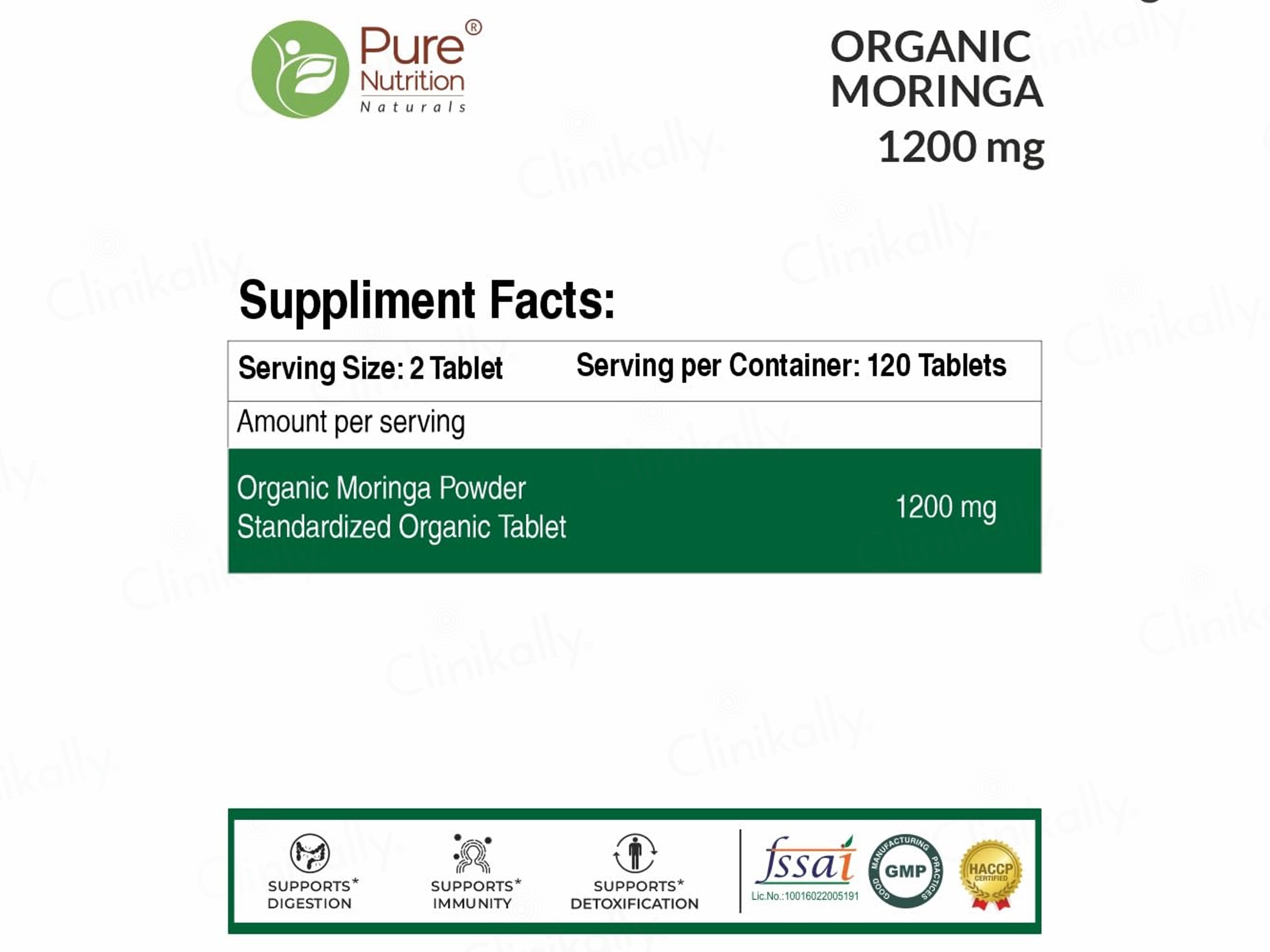 Pure Nutrition Organic Moringa Veg Tablet