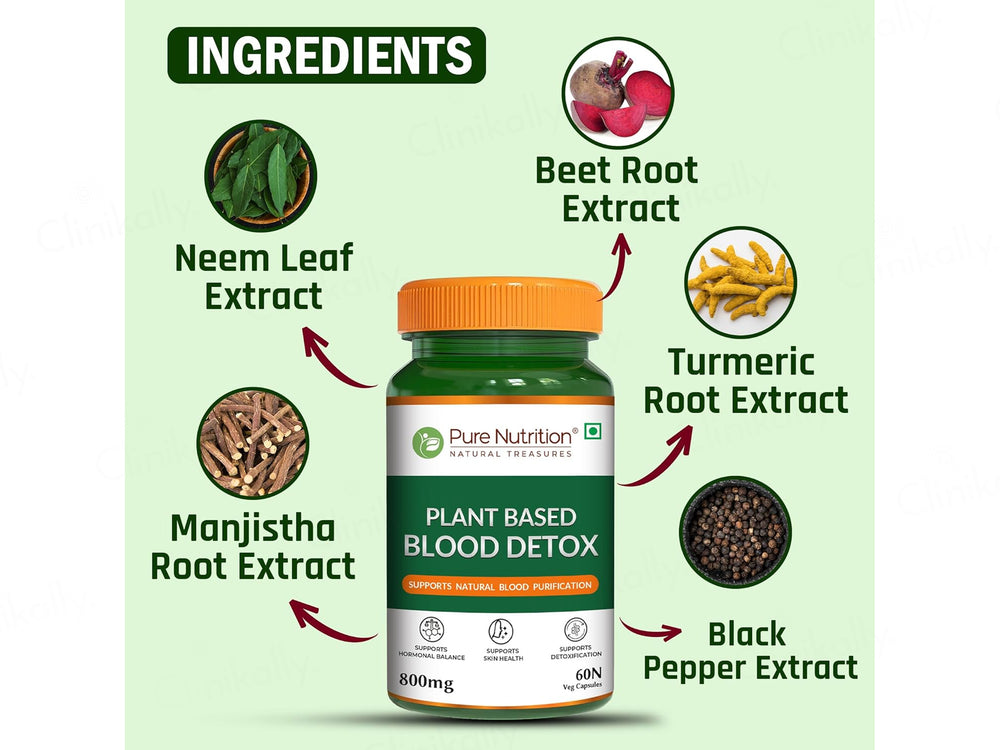 Pure Nutrition Plant Based Blood Detox 800mg Veg Capsule