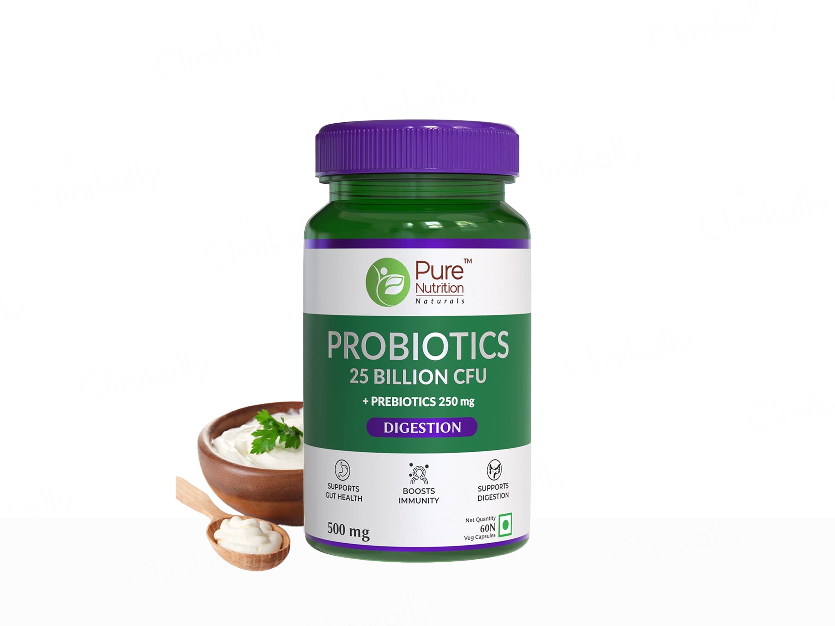 Pure Nutrition Probiotics 25 Billion CFU + Prebiotics 250 mg Veg Capsule