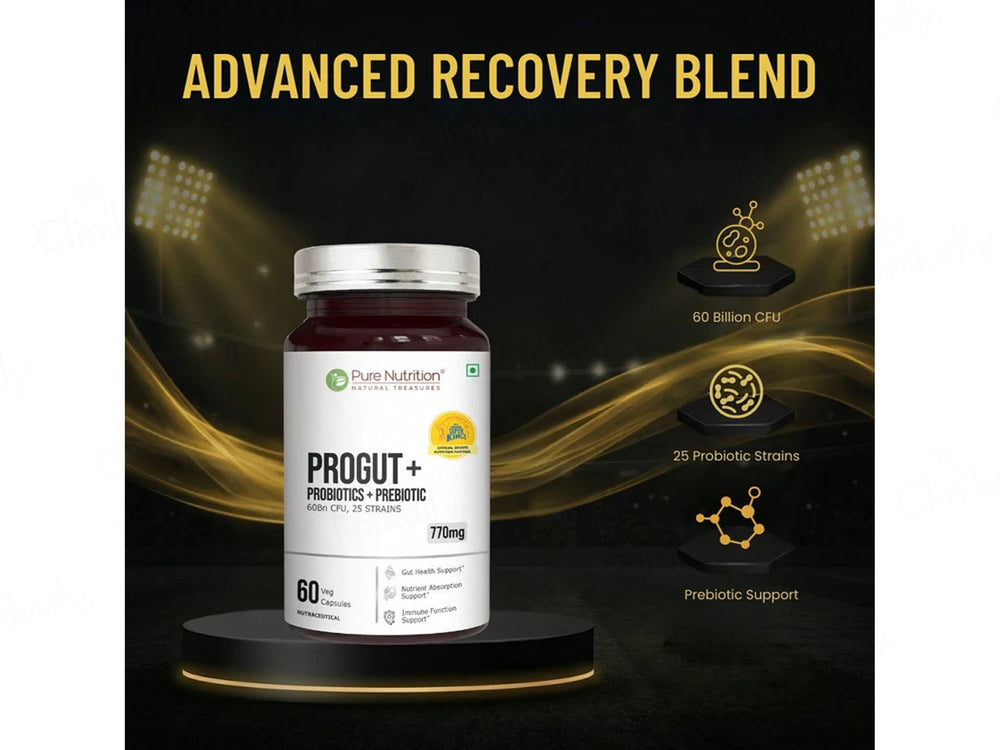 Pure Nutrition Progut+ Probiotics + Prebiotics 770mg Veg Capsule