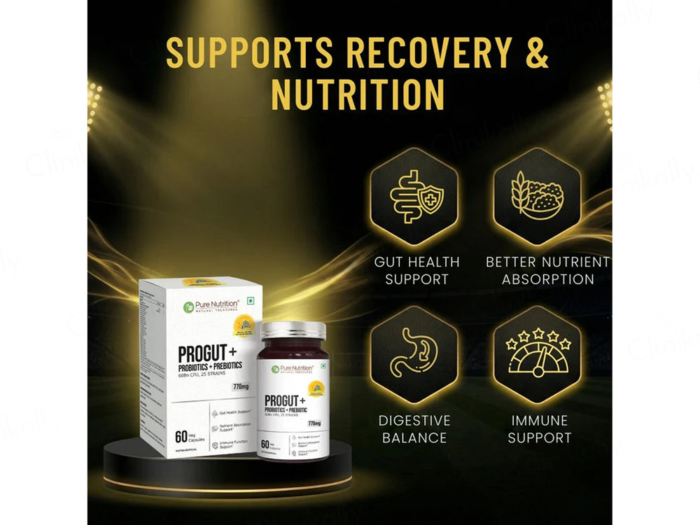Pure Nutrition Progut+ Probiotics + Prebiotics 770mg Veg Capsule