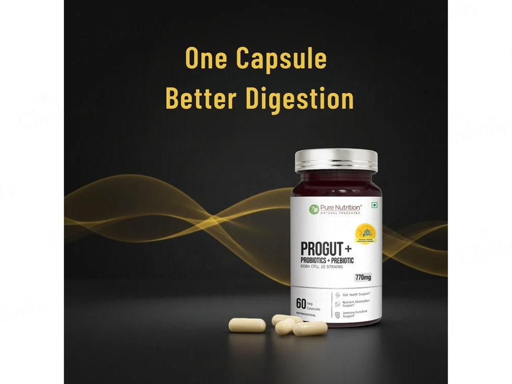 Pure Nutrition Progut+ Probiotics + Prebiotics 770mg Veg Capsule