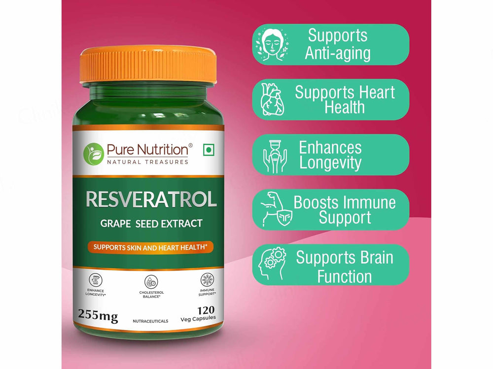 Pure Nutrition Resveratrol Grape Seed Extract 255mg Veg Capsule