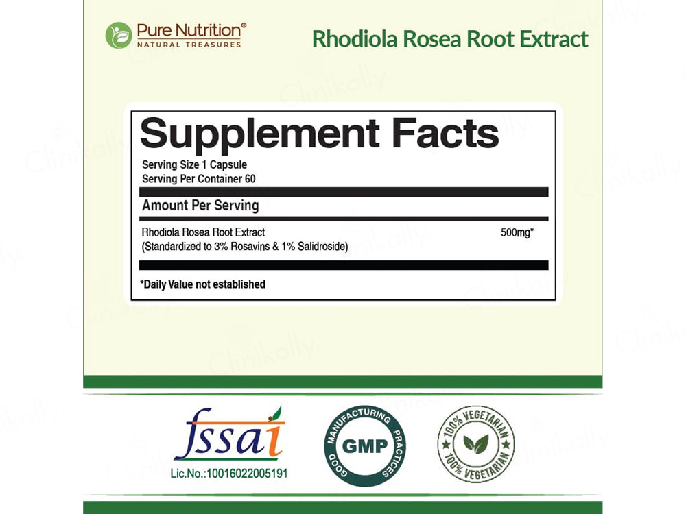 Pure Nutrition Rhodiola Rosea Root Extract Veg Capsule