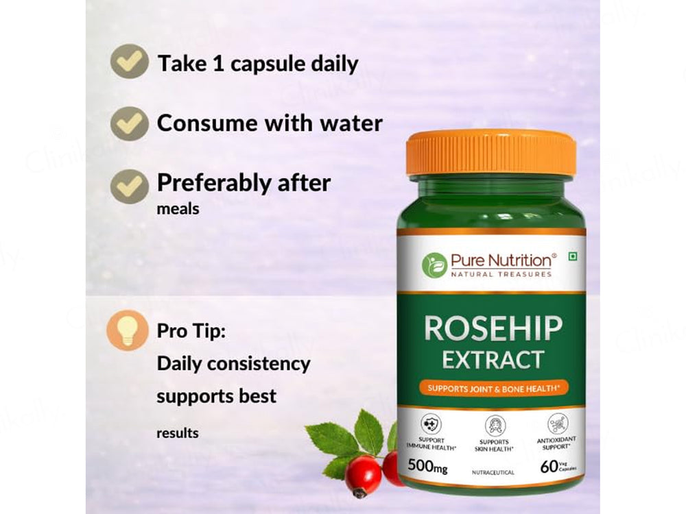 Pure Nutrition Rosehip Extract 500mg Veg Capsule