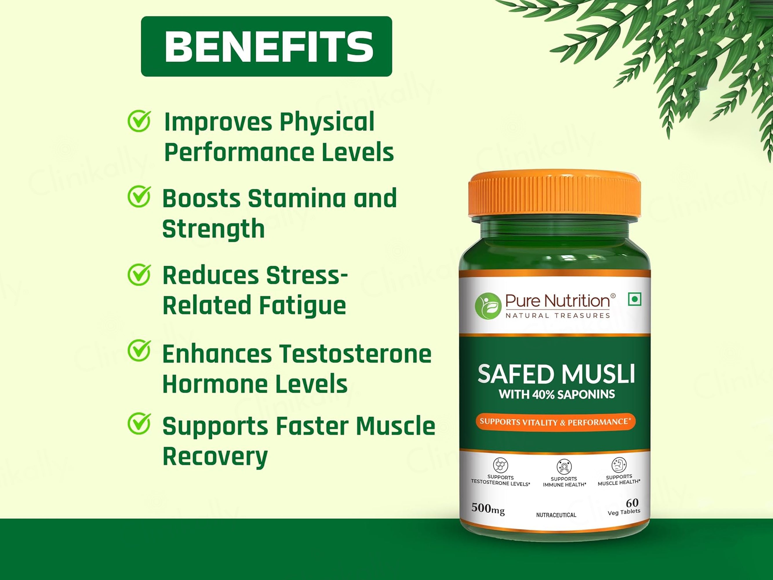 Pure Nutrition Safed Musli 500mg Veg Tablet