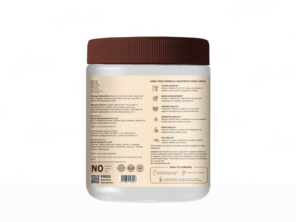 Pure Nutrition Super Grow Kids Protein Powder - Rich Chocolate