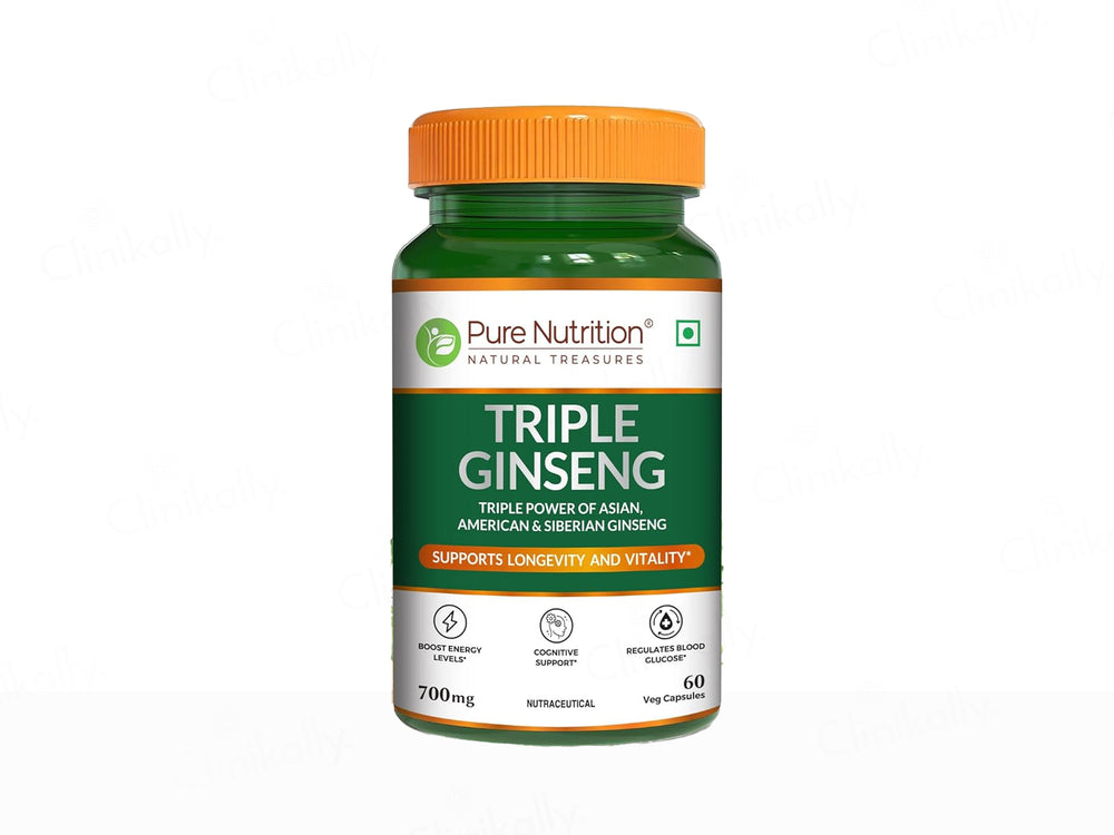 Pure Nutrition Triple Ginseng 700mg Veg Capsule
