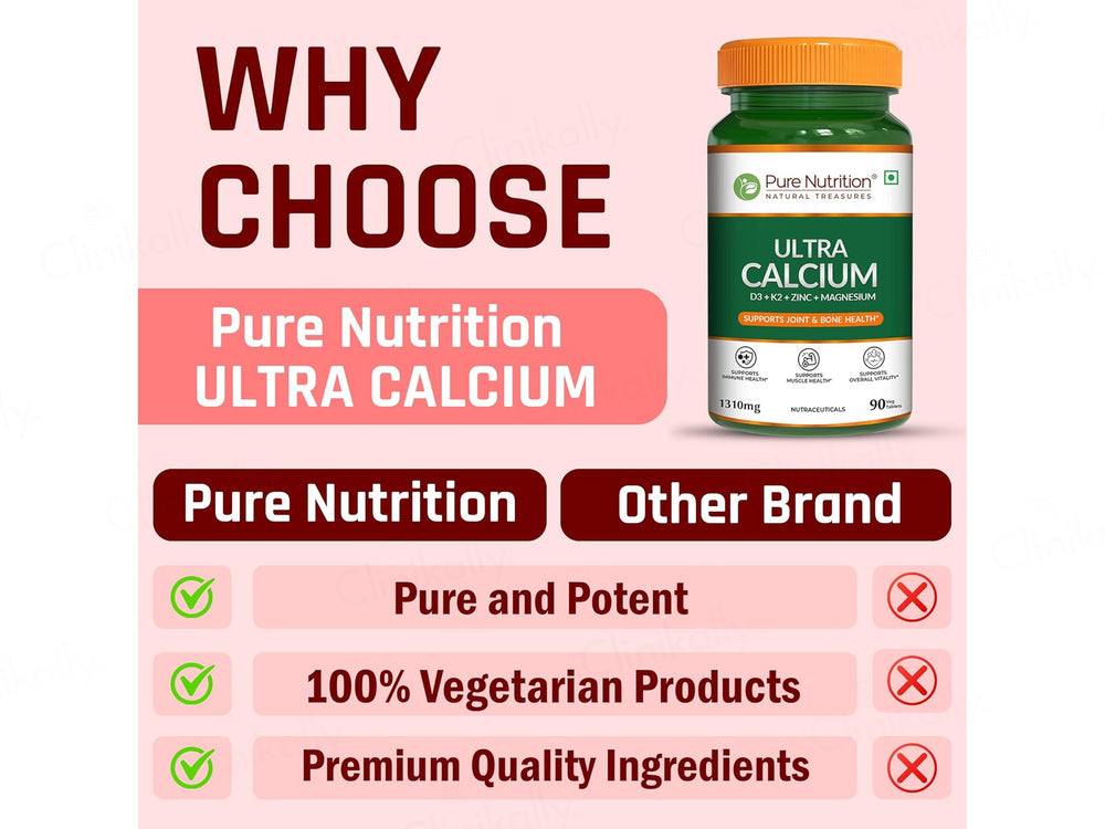 Pure Nutrition Ultra Calcium D3, K2, Zinc & Magnesium Veg Tablet