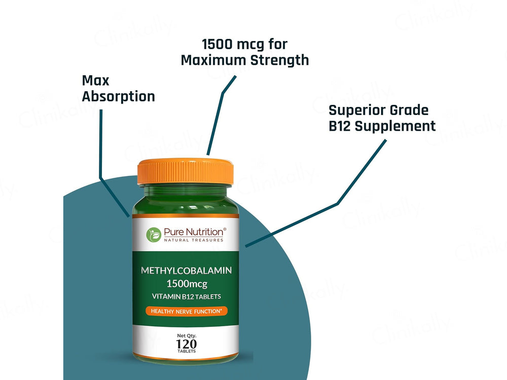 Pure Nutrition Vitamin B12 Methylcobalamin 1500mcg Veg Tablet