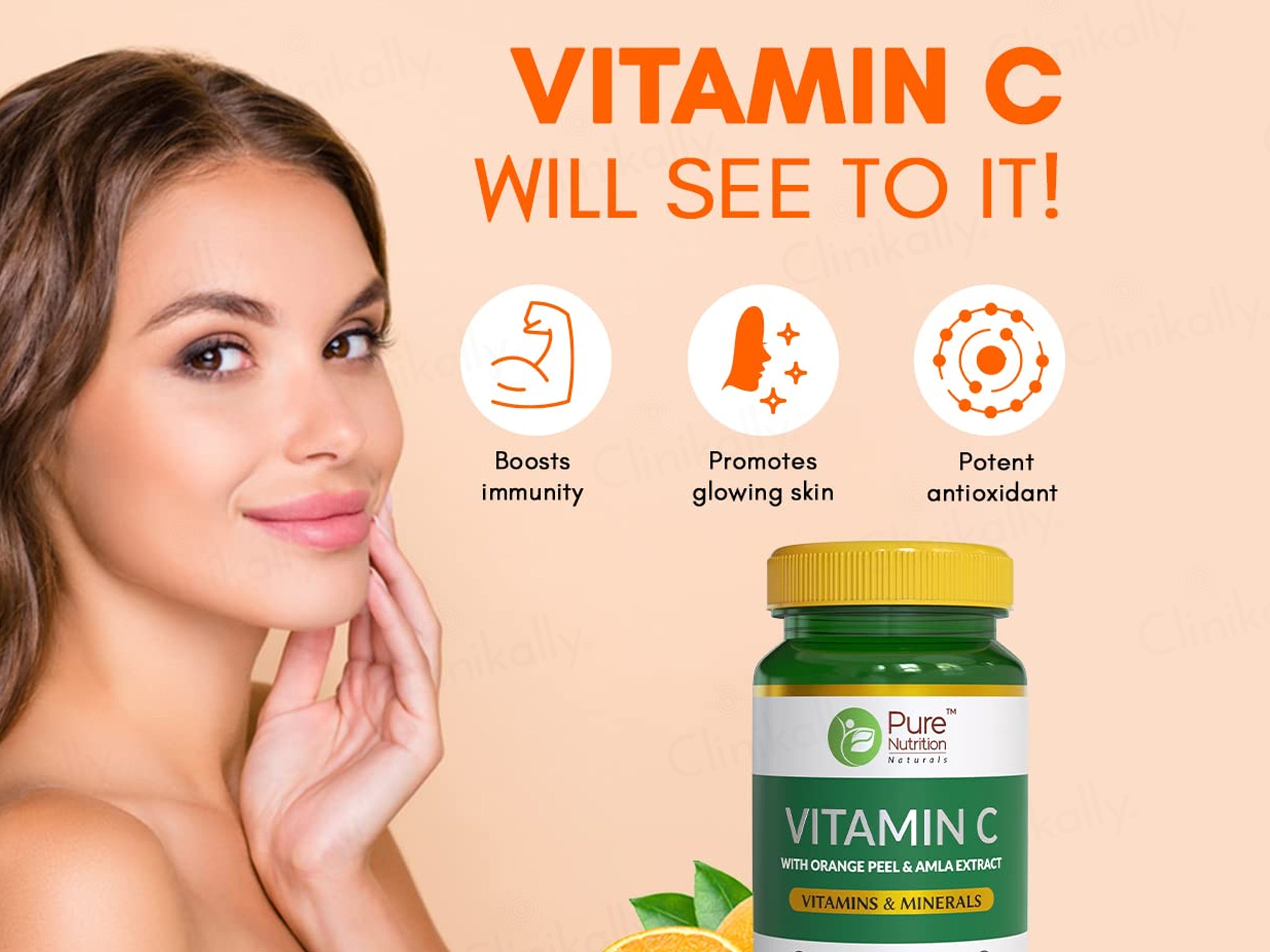 Pure Nutrition Vitamin C With Orange Peel & Amla Extract Veg Tablet