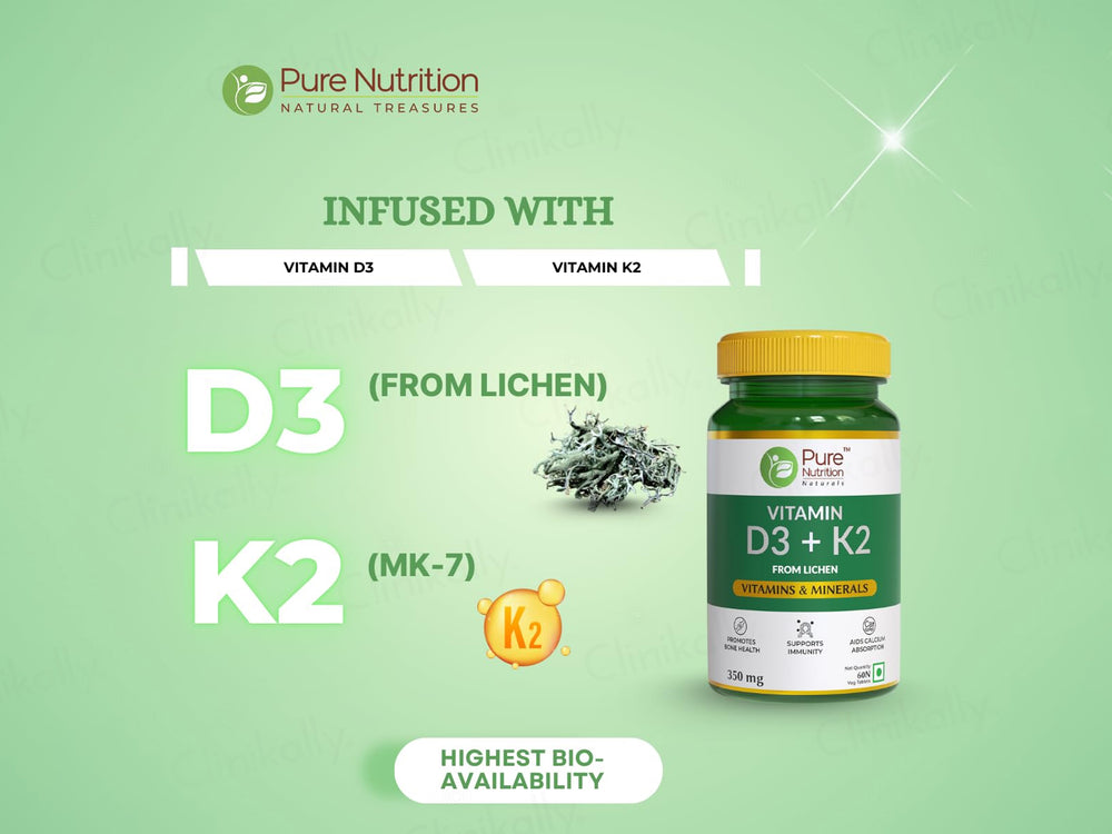 Pure Nutrition Vitamin D3 + K2 Veg Tablet