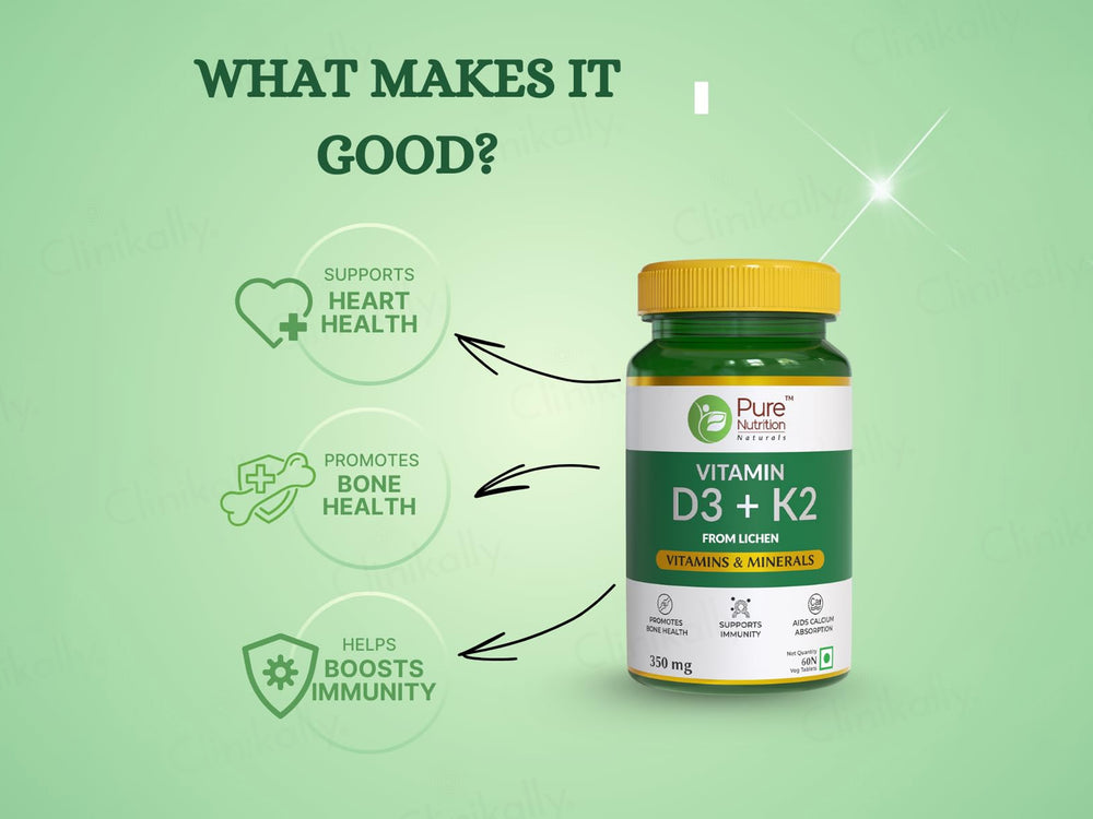Pure Nutrition Vitamin D3 + K2 Veg Tablet