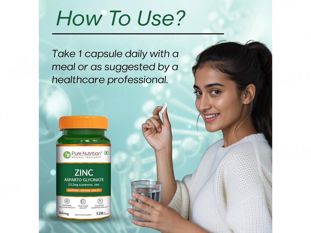 Pure Nutrition Zinc Asparto Glycinate 66mg Veg Capsule