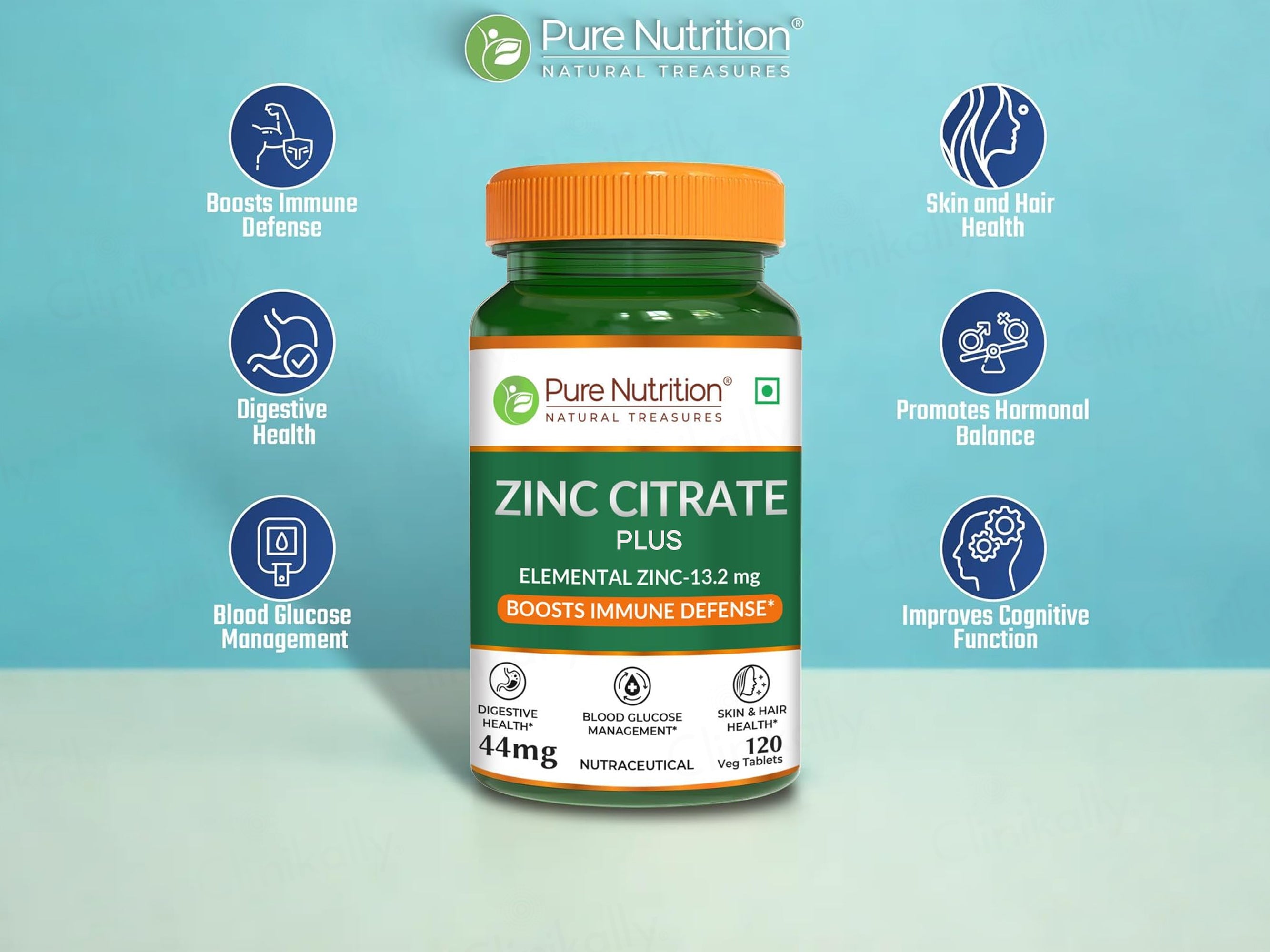 Pure Nutrition Zinc Citrate Plus 44mg Veg Capsule