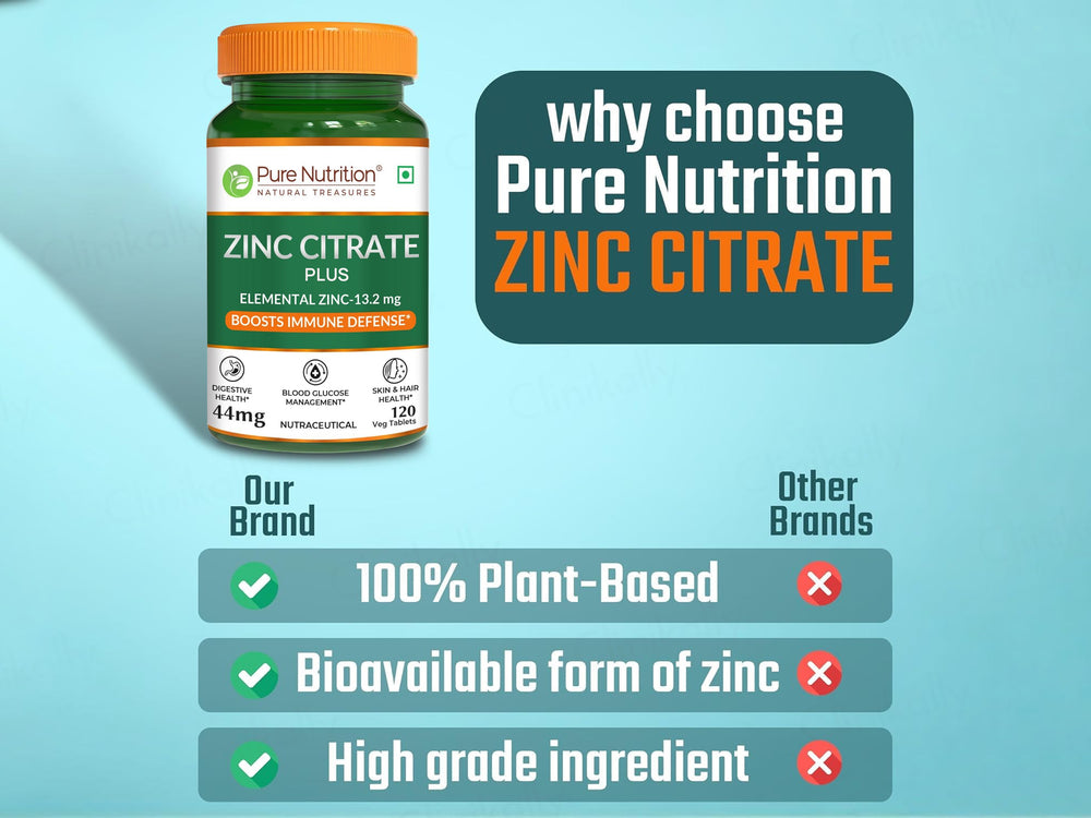Pure Nutrition Zinc Citrate Plus 44mg Veg Capsule