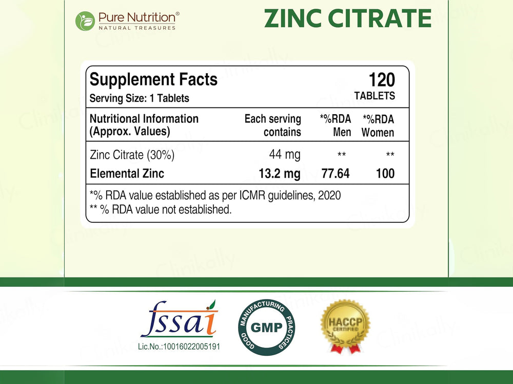 Pure Nutrition Zinc Citrate Plus 44mg Veg Capsule