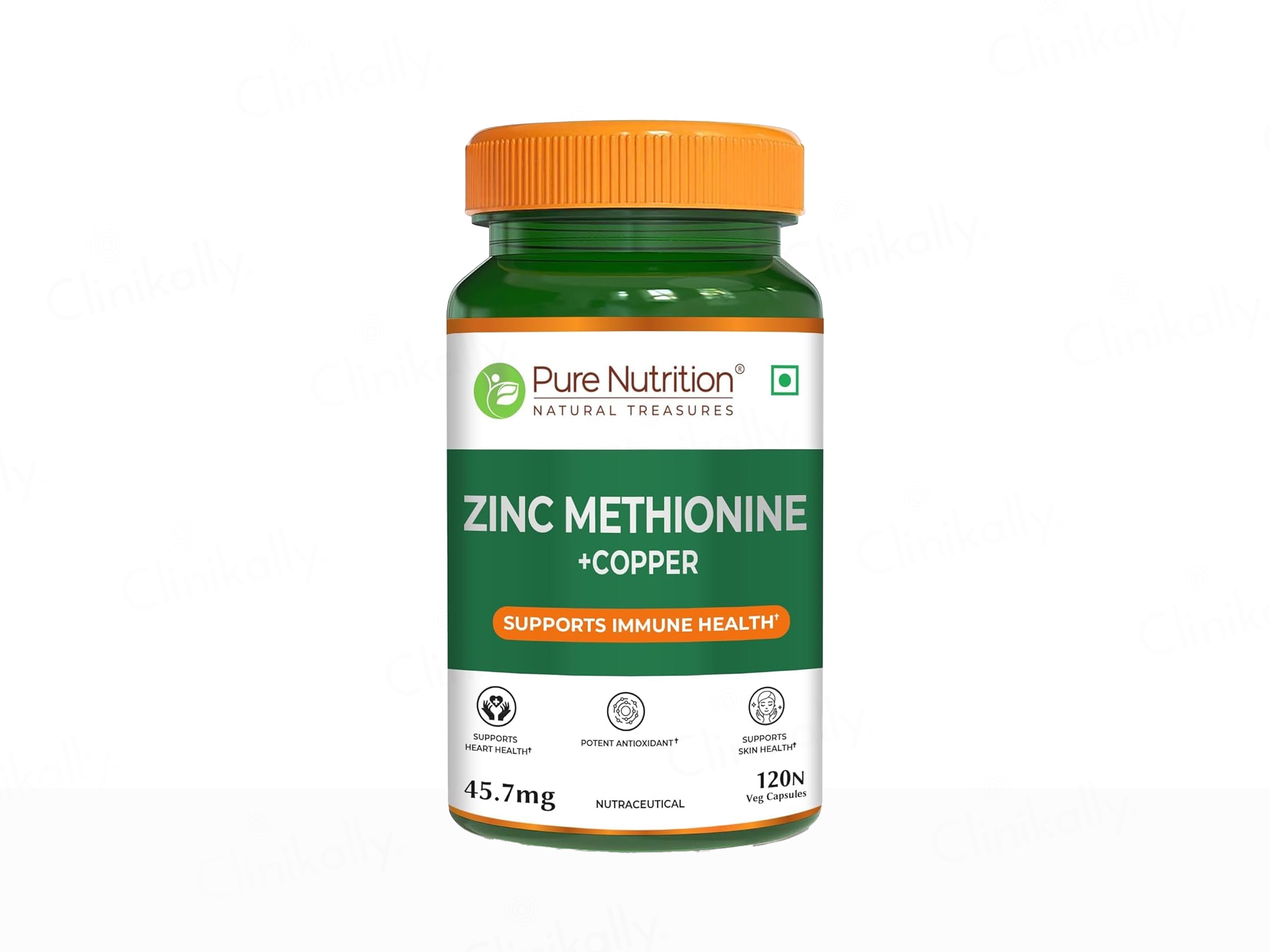 Pure Nutrition Zinc Methionine + Copper 45.7mg Veg Capsule