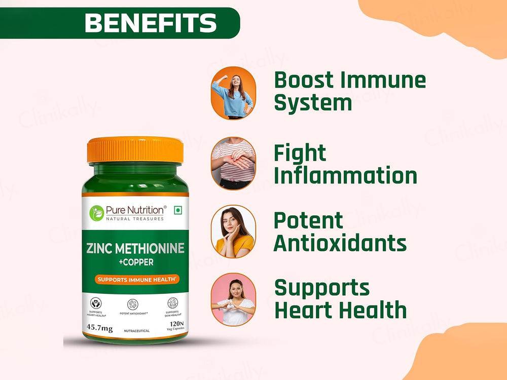 Pure Nutrition Zinc Methionine + Copper 45.7mg Veg Capsule