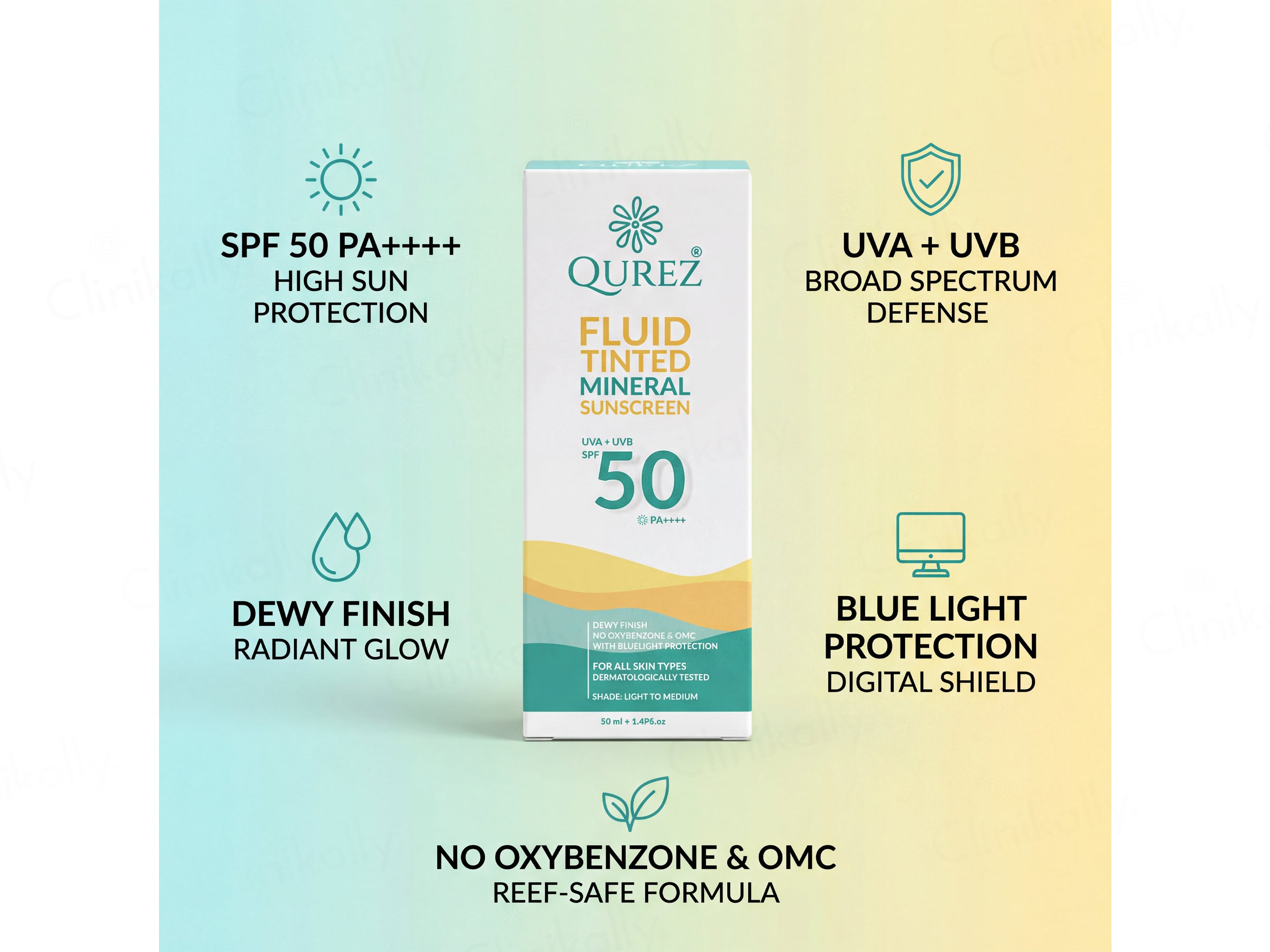 Qurez Fluid Tinted Mineral Sunscreen SPF 50 PA++++ (Light To Medium)