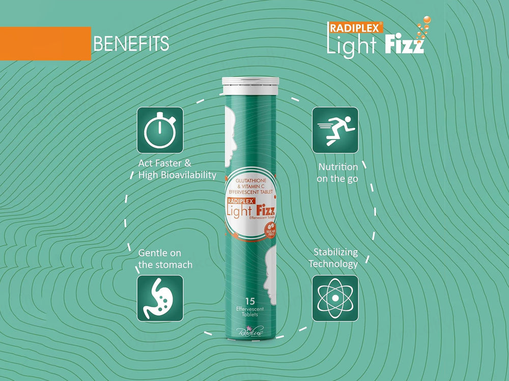 Radiplex Light Fizz Glutathione & Vitamin C Sugar Free Effervescent Tablet