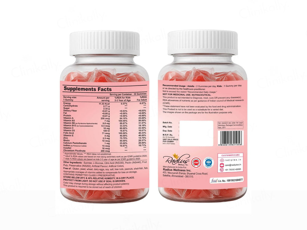 Radiplex Multivitamin Nutraceutical Gummies For Kids & Adults