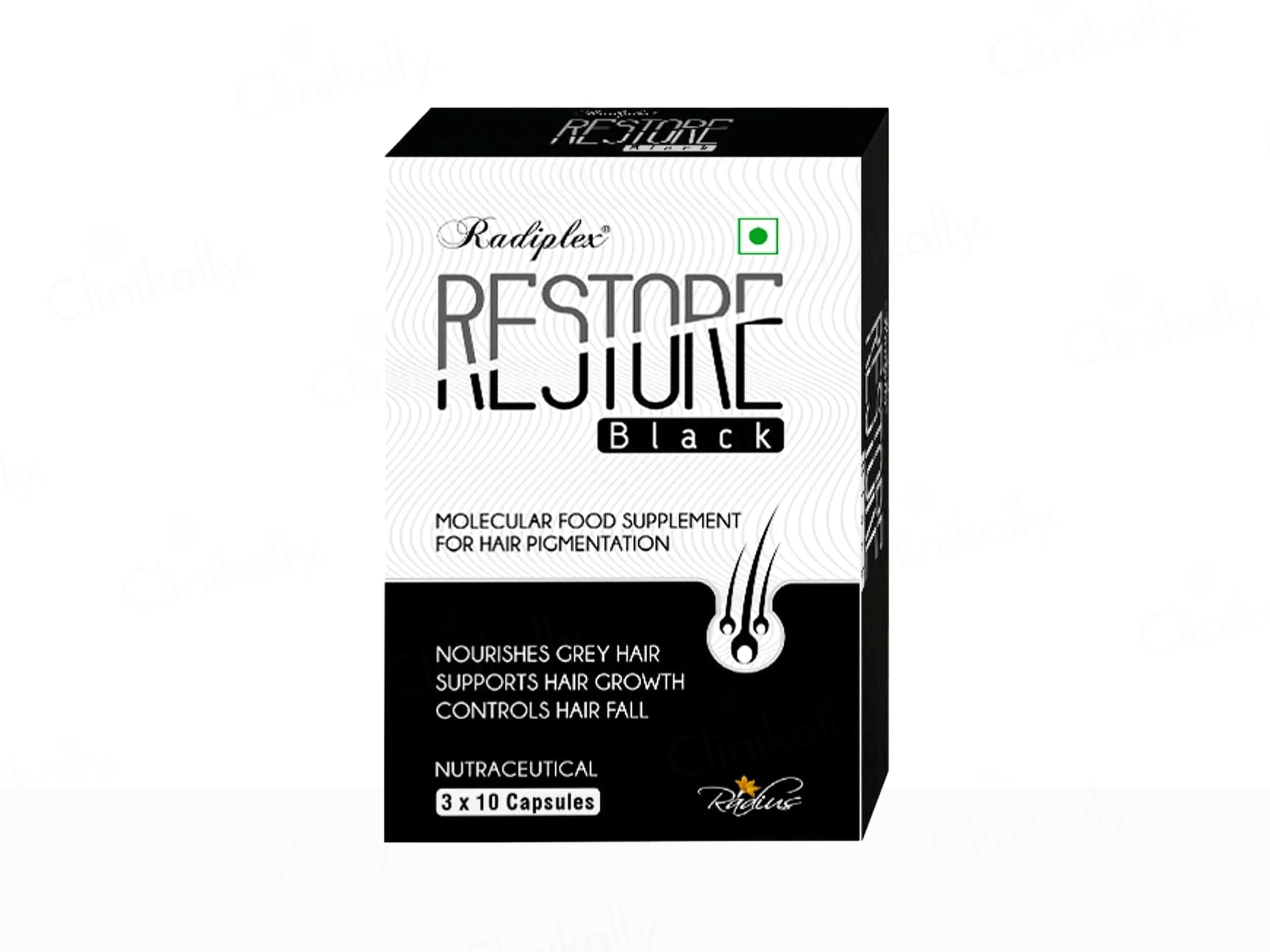 Radiplex Restore Black Molecular Food Supplement Capsule For Hair Pigmentation