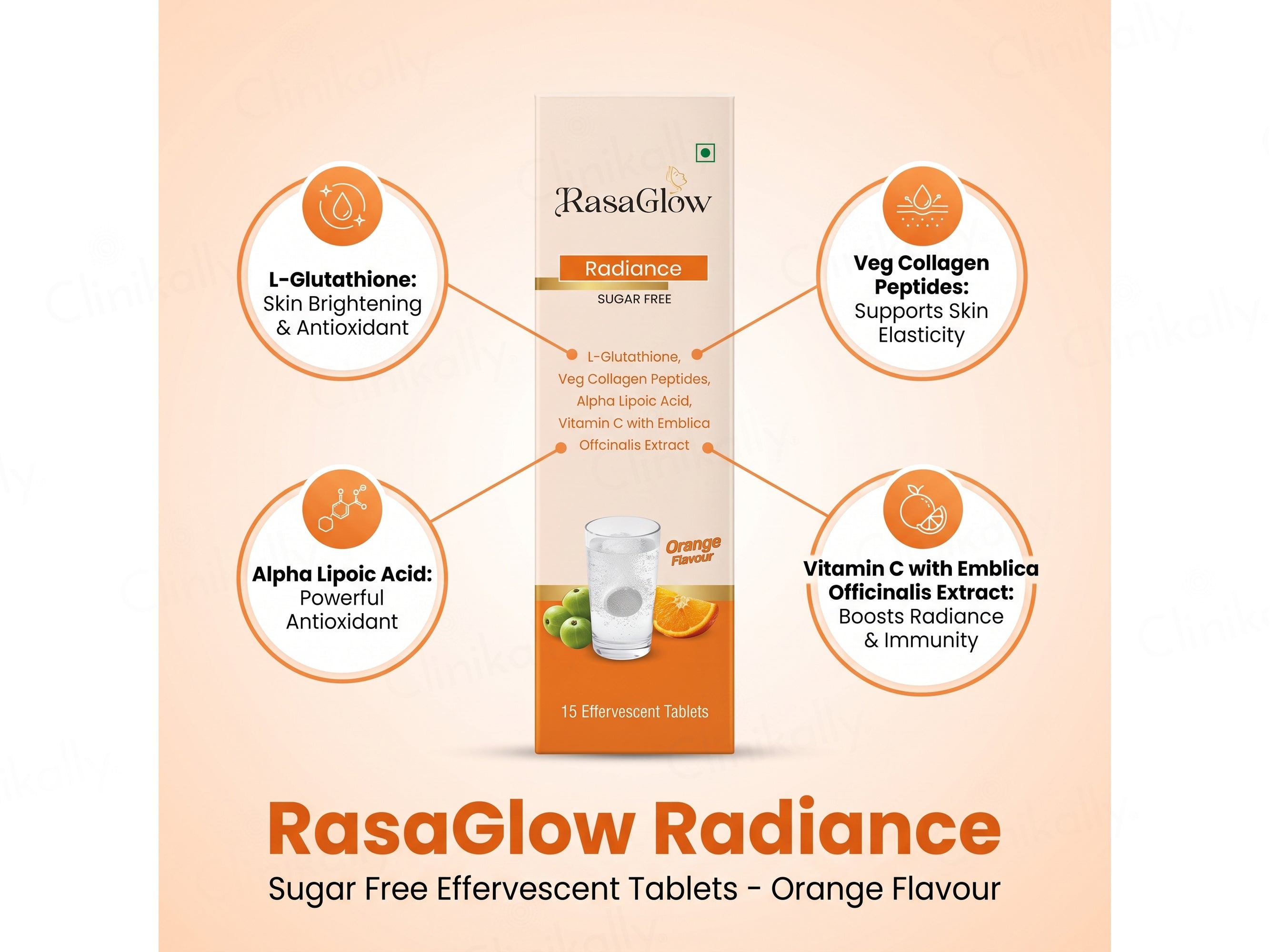 Rasaglow Radiance Effervescent Tablet - Orange Flavour