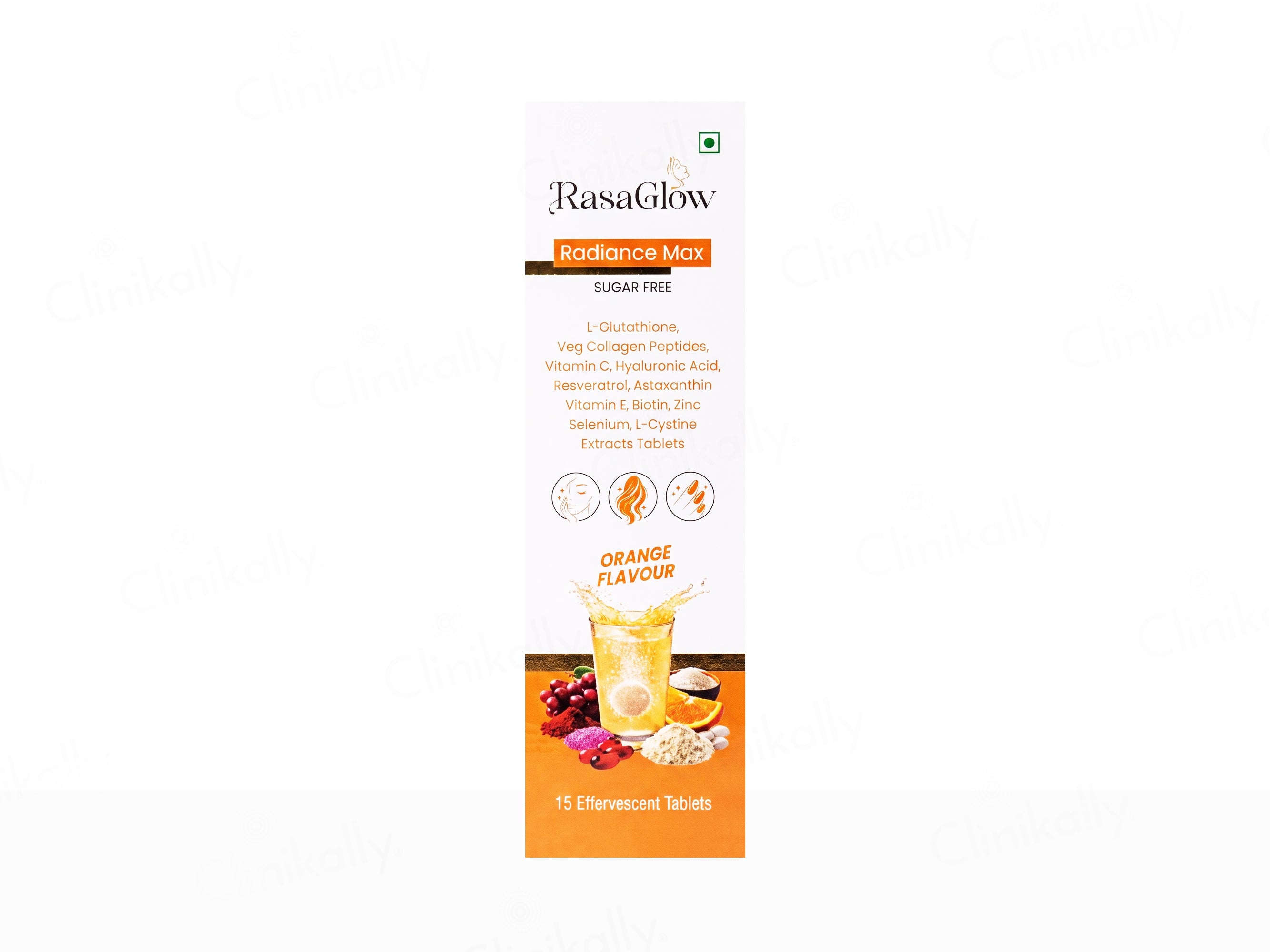 Rasaglow Radiance Max Effervescent Tablet - Orange Flavour