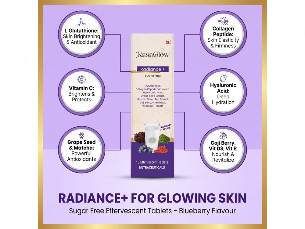 Rasaglow Radiance+ Nutraceutical Effervescent Tablet - Blueberry Flavour