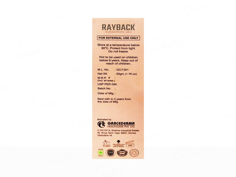 Rayback Sunscreen Gel SPF 50+ PA+++