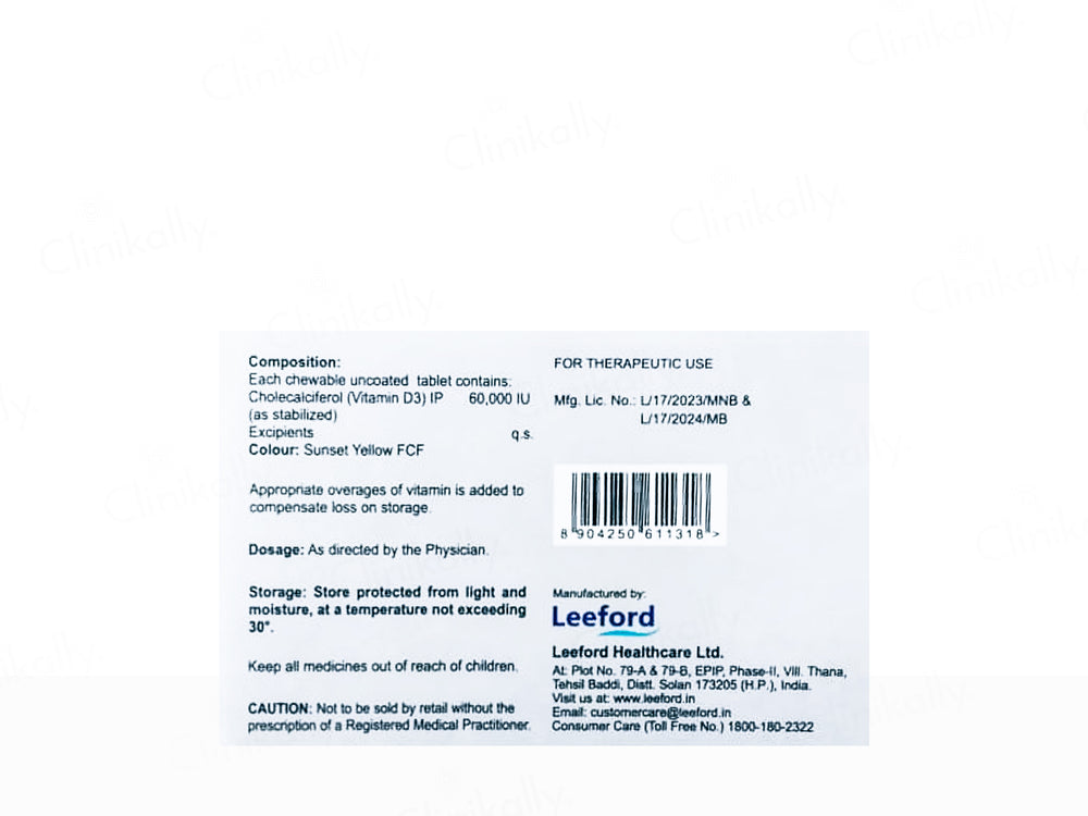 Recalmin D3 60K IU Chewable Sugar Free Tablet - Orange Flavour