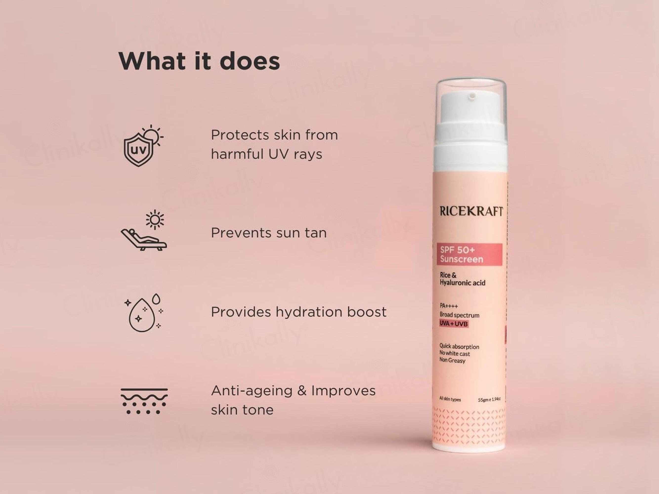 RiceKraft Rice & Hyaluronic Acid Sunscreen SPF 50+ PA++++