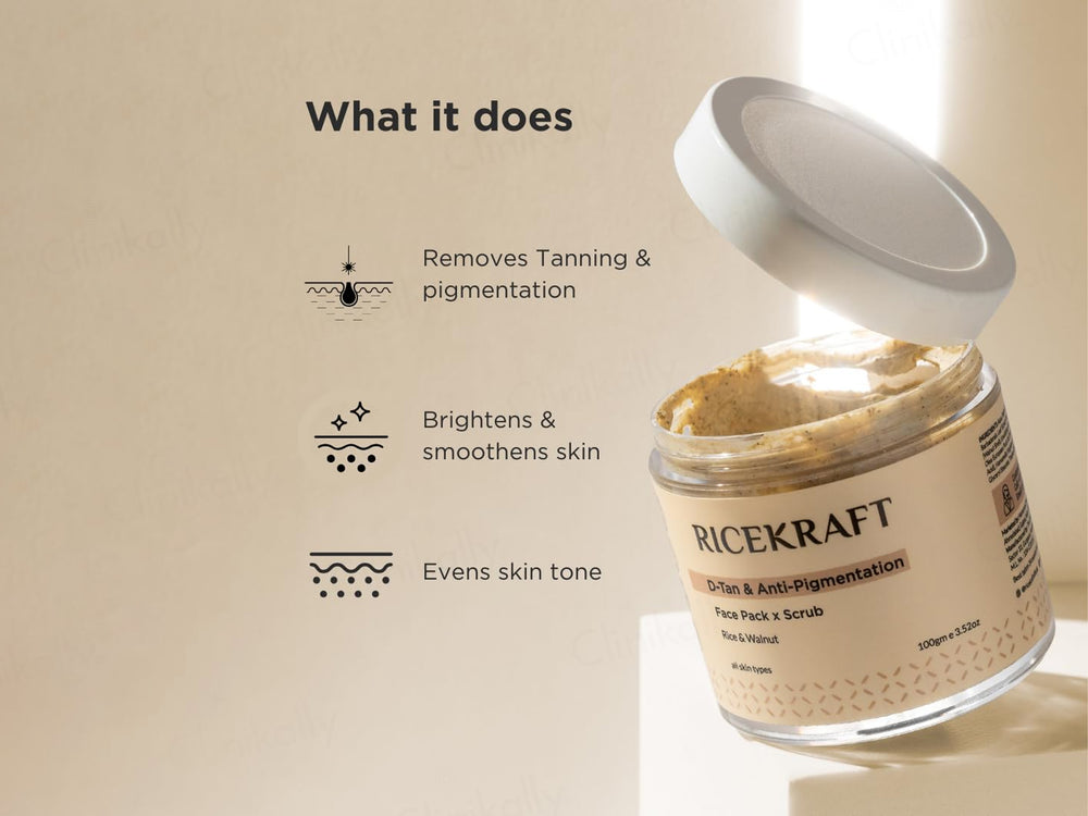 RiceKraft Rice & Walnut D-Tan & Anti-Pigmentation Face Pack & Scrub