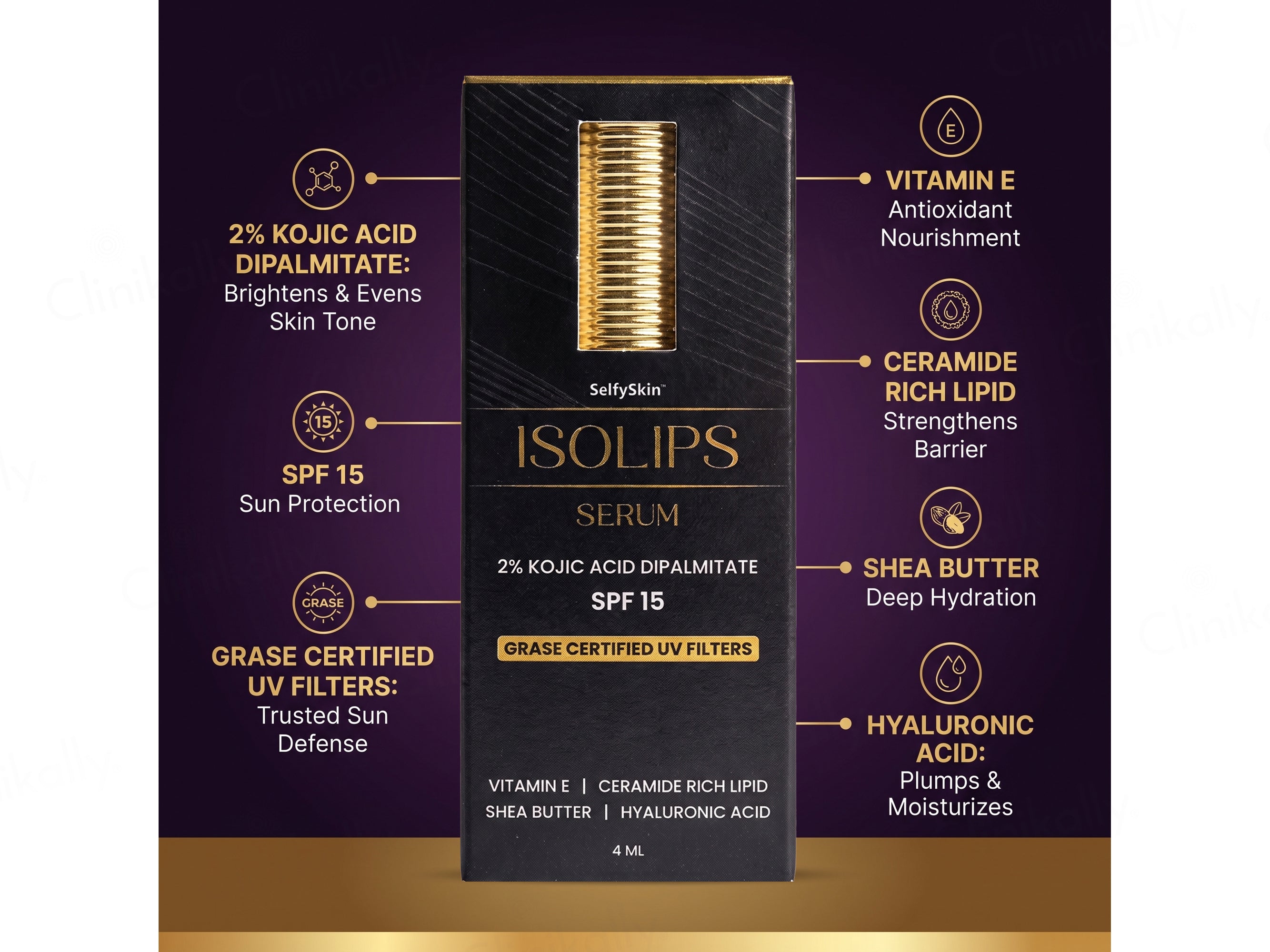 SelfySkin Isolips 2% Kojic Acid Lip Serum SPF 15